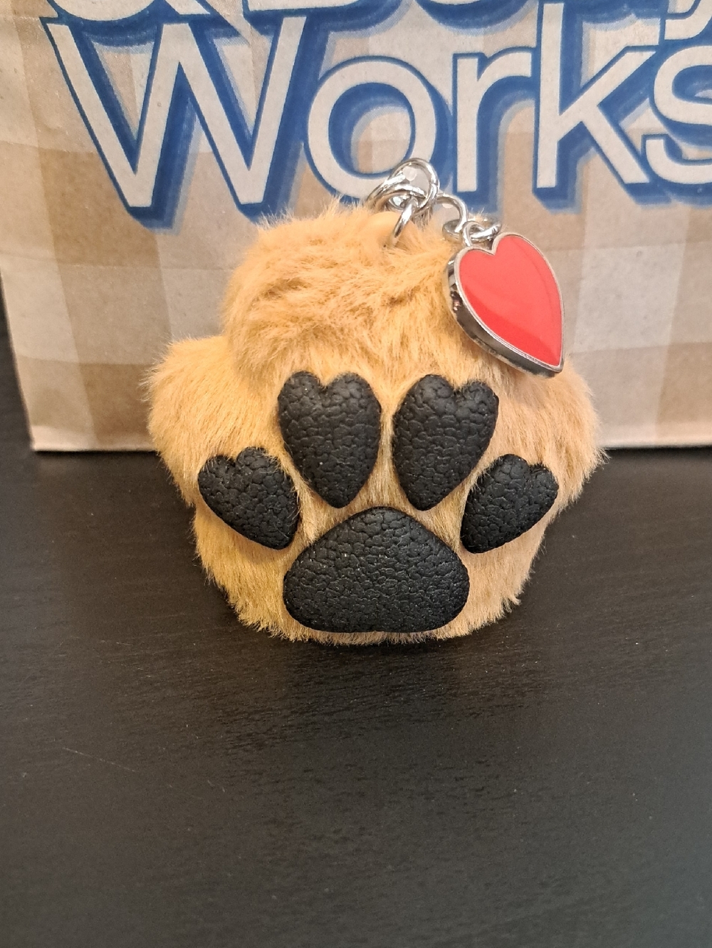Bath & Body Works Faux Fur Paw Pocketbac Holder with Red Heart Charm